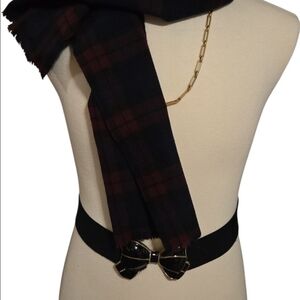 Amcrest Scottish Wool Tartan Scarf Burgundy Navy Black Made in Scotland